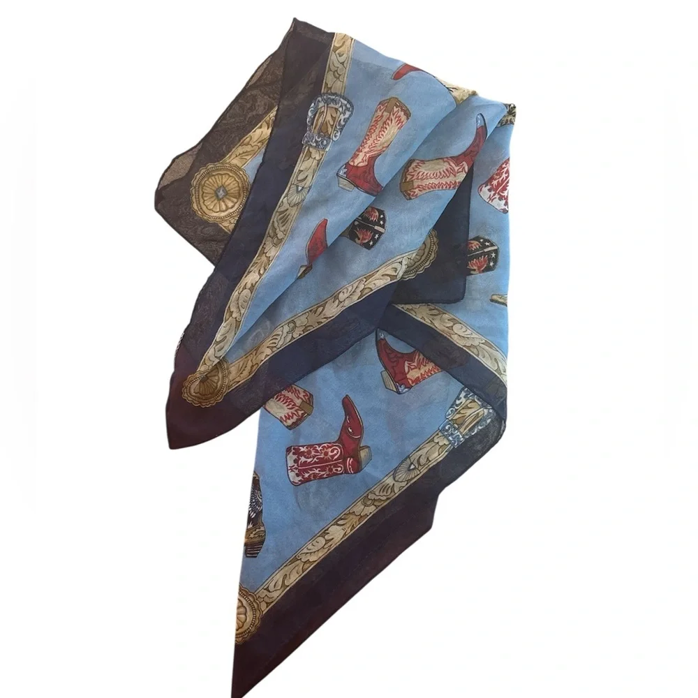Stylish Cowboy Boot Print Scarf western cowgirl neck tie hair piece